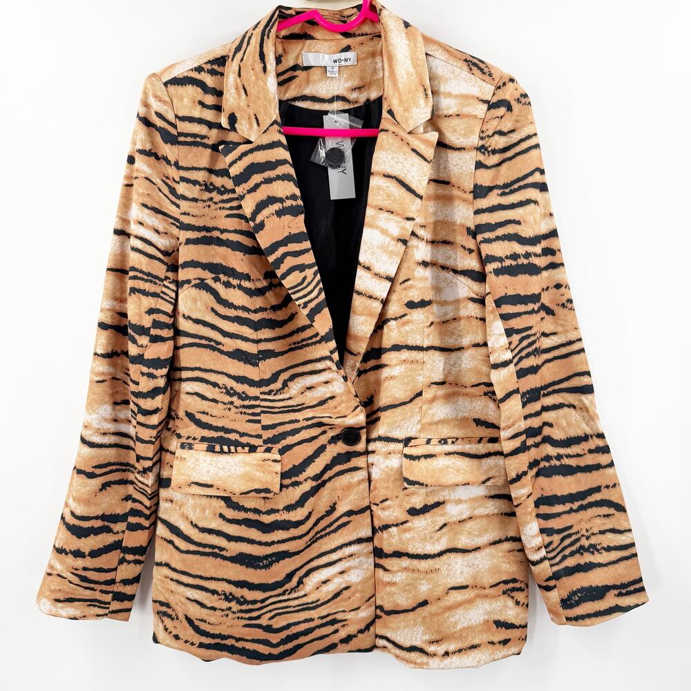 WDNY Blazer Women's Small NWT Tiger Print Lined Jacket Business Retro 80s Style